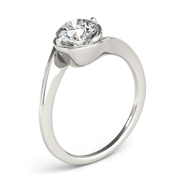 Vertical side profile of the white gold 2-prong lab diamond ring.