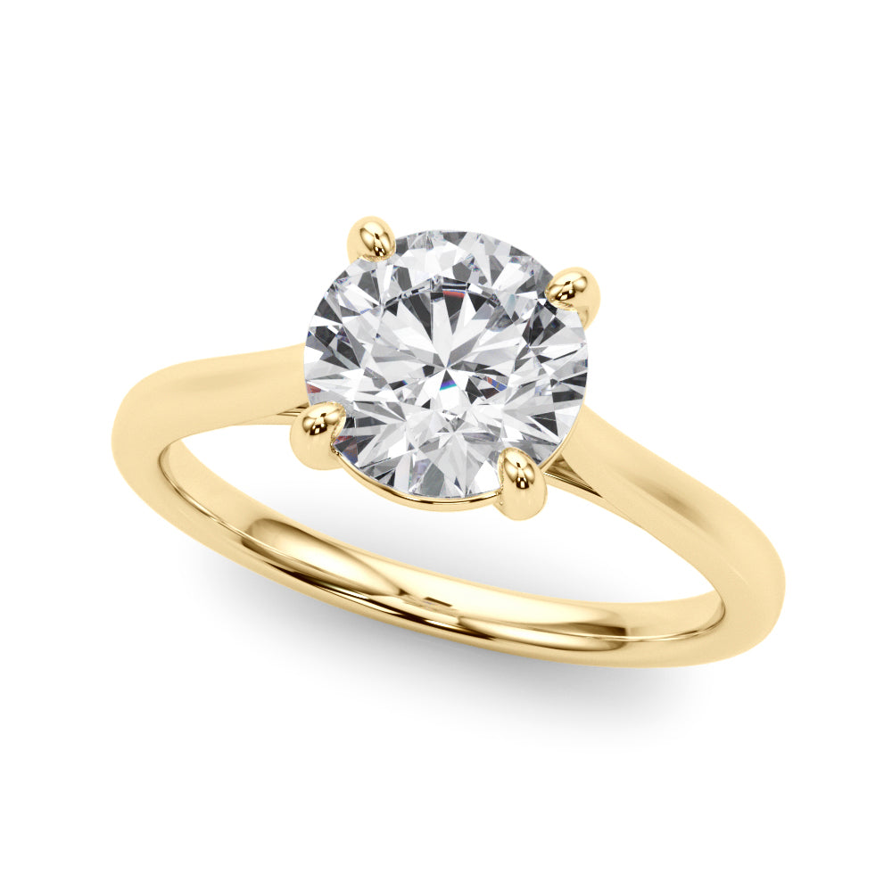 Top view of 14K yellow gold 4-prong lab diamond engagement ring