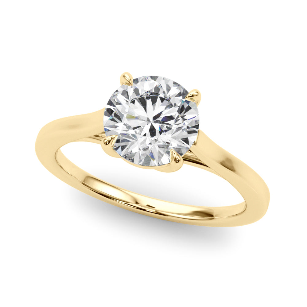 14K yellow gold engagement ring featuring a brilliant lab grown diamond in a secure 4-prong mount.