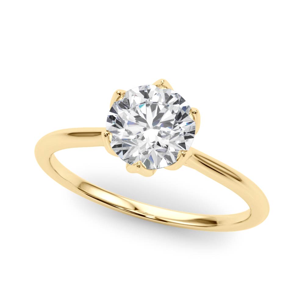 14K Yellow gold solitaire ring with unique petal prong detail