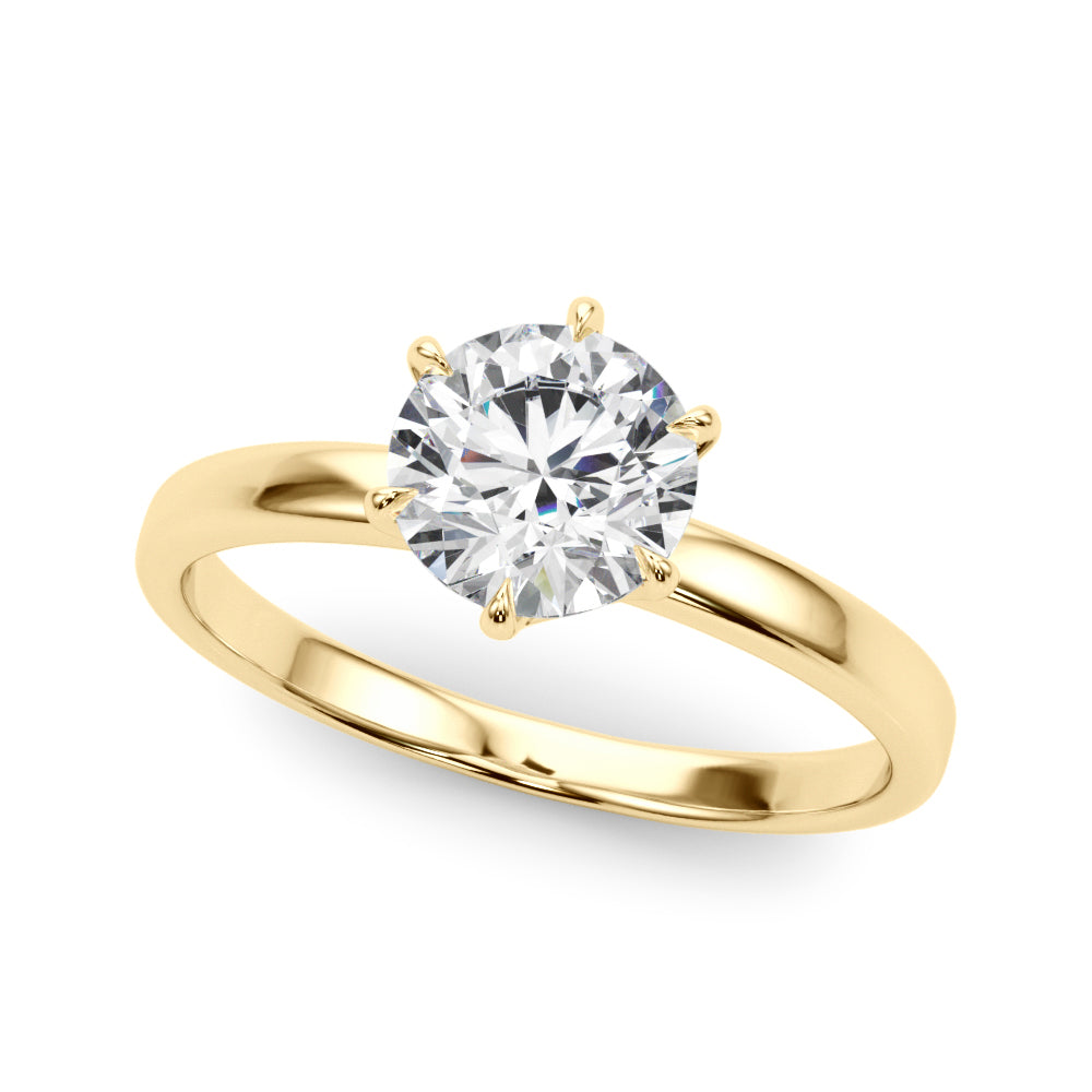 14K Yellow Gold Round Lab Grown Diamond Ring.