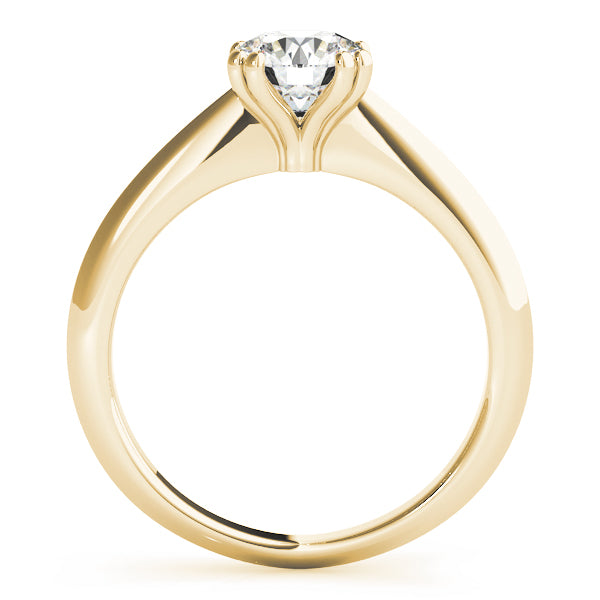 3/4 view of the yellow gold lab-grown diamond ring with double prong detail.