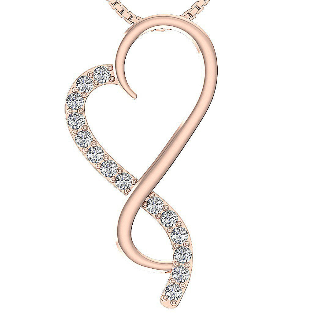14kRoseGoldHeartPendantsPaveSet