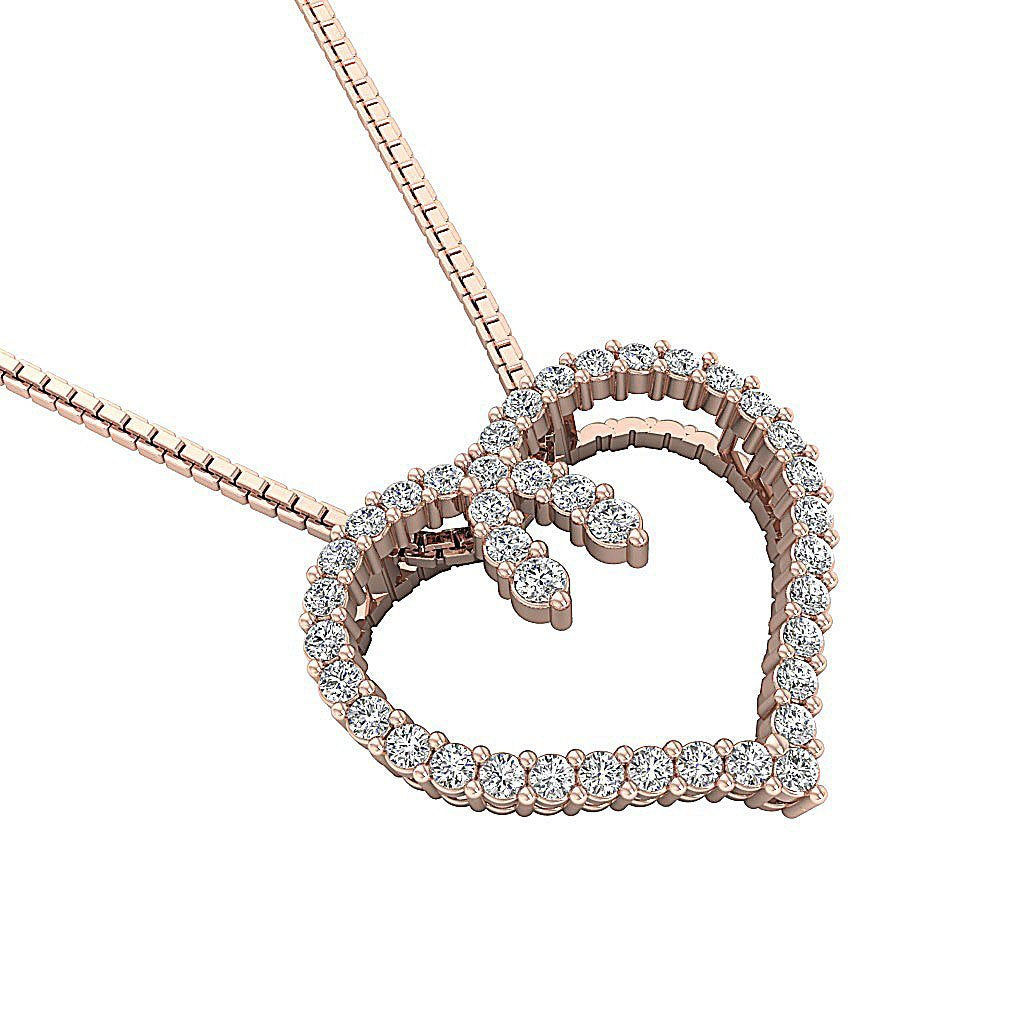 Heart Shape Pendants 14k/18k Solid Gold Natural Diamonds SI/I1 G 0.50 Ct