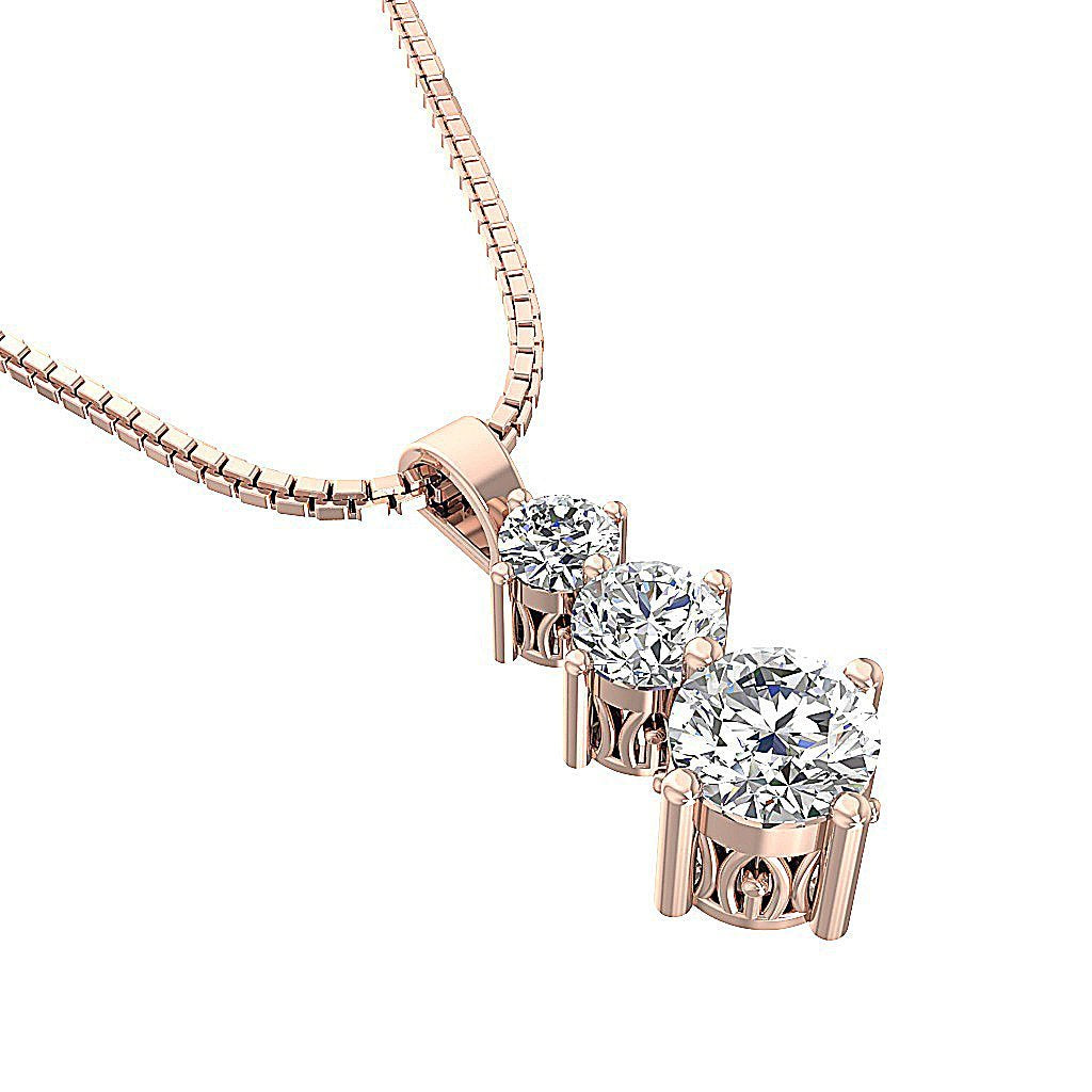 Journey Pendants SI1/I1 G 1.00 Ct Natural Diamonds 14k/18k White Yellow Rose Gold