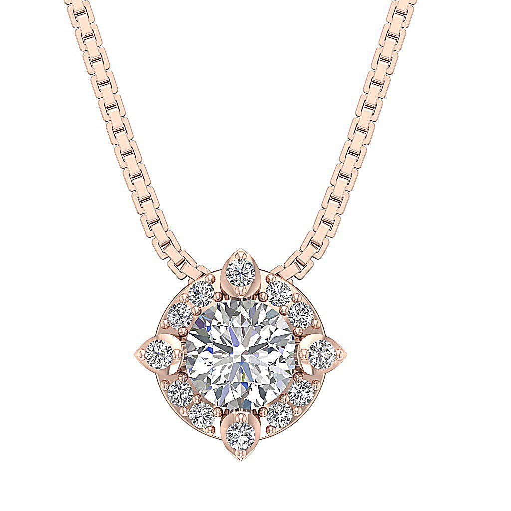 Halo Cluster Pendants 14k/18k Gold Natural Diamonds VS1/SI1/I1 G 0.65 Carat