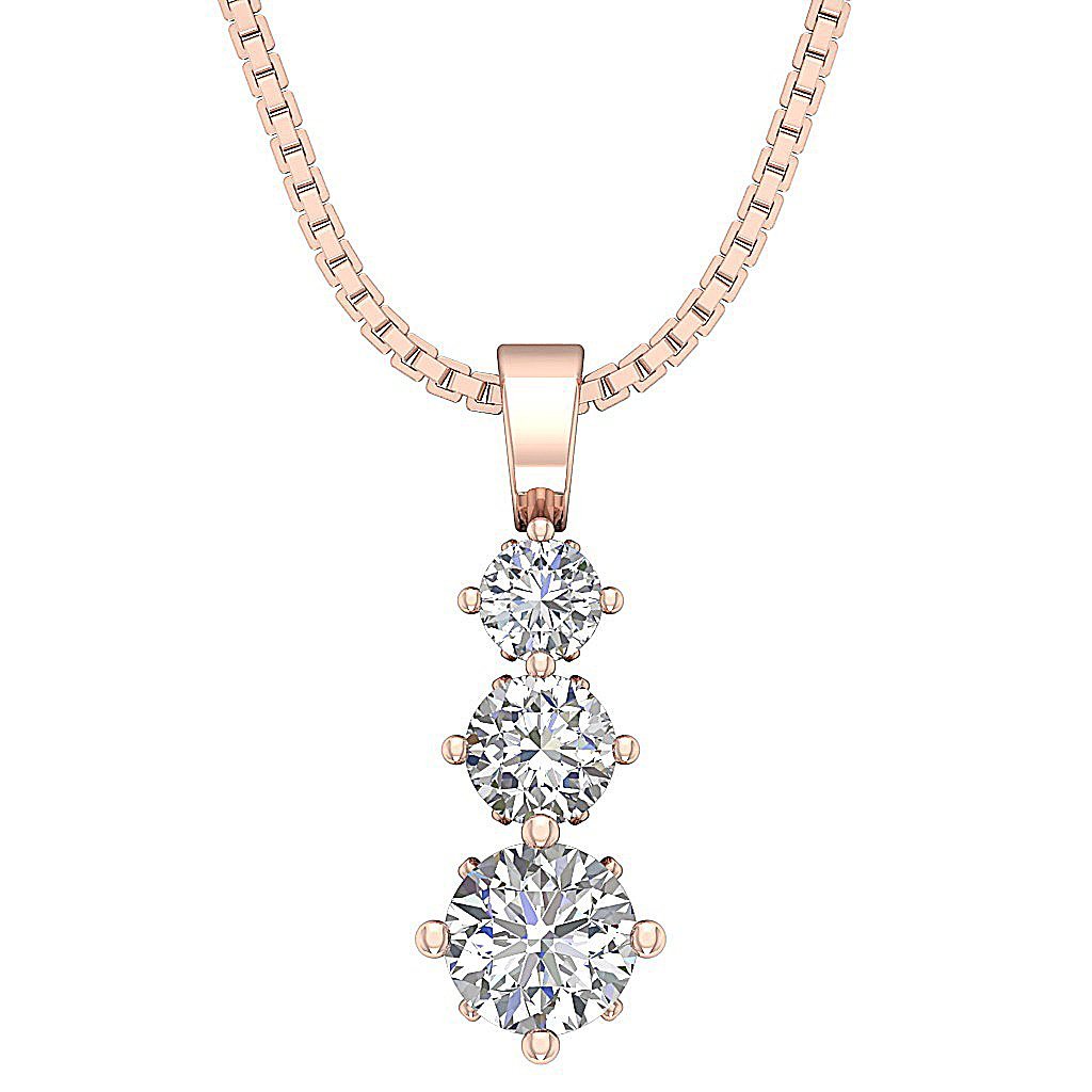 Journey Pendants SI1/I1 G 1.00 Ct Natural Diamonds 14k/18k White Yellow Rose Gold