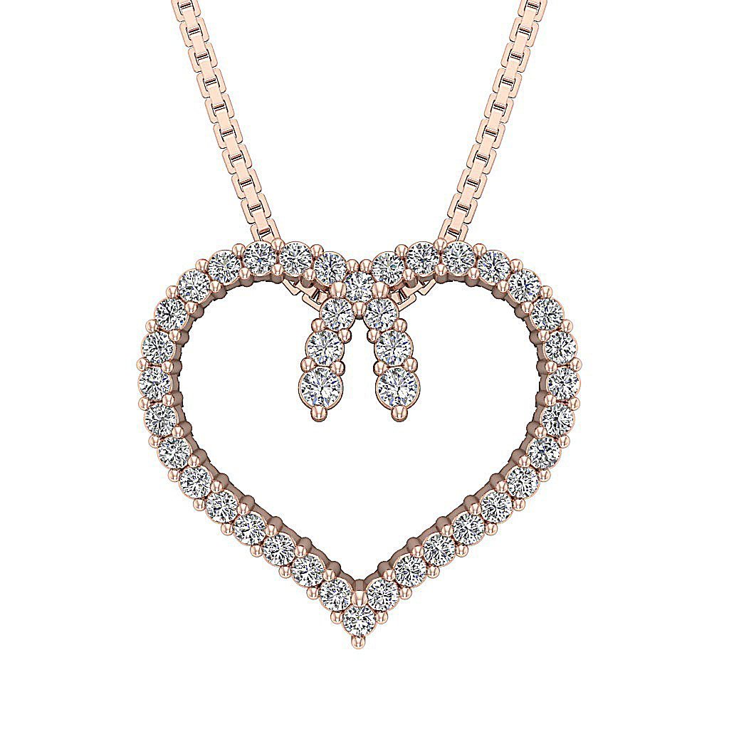 Heart Shape Pendants 14k/18k Solid Gold Natural Diamonds SI/I1 G 0.50 Ct