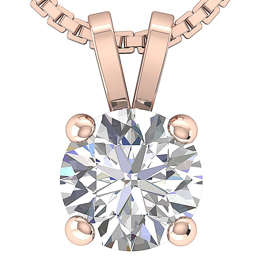 14k/18k White Yellow Rose Gold SI1/I1 G 1.00 Ct Solitaire Pendants Round Cut Diamonds Prong Set 6.29 MM
