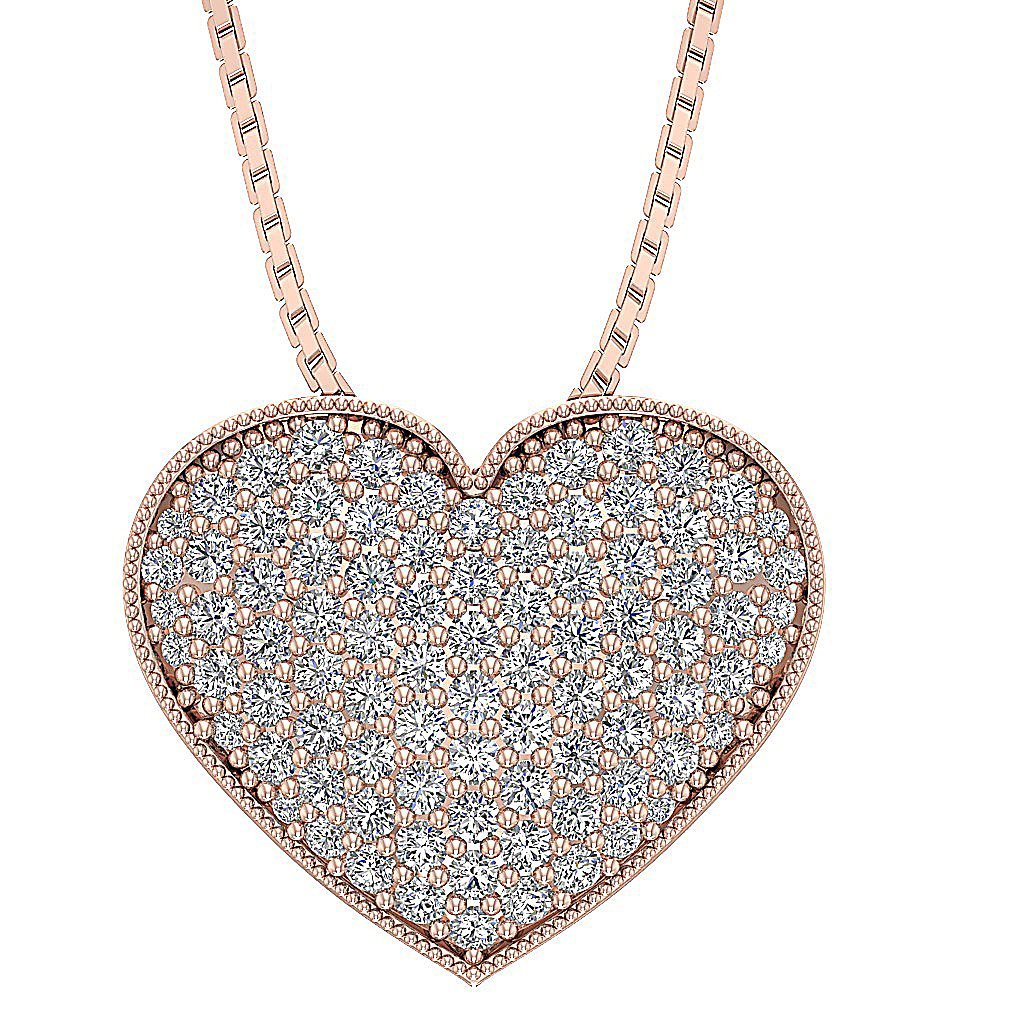Heart Pendants 14k/18k White Gold VVS1/VS1/SI1/I1 0.65 Carat Round Diamond