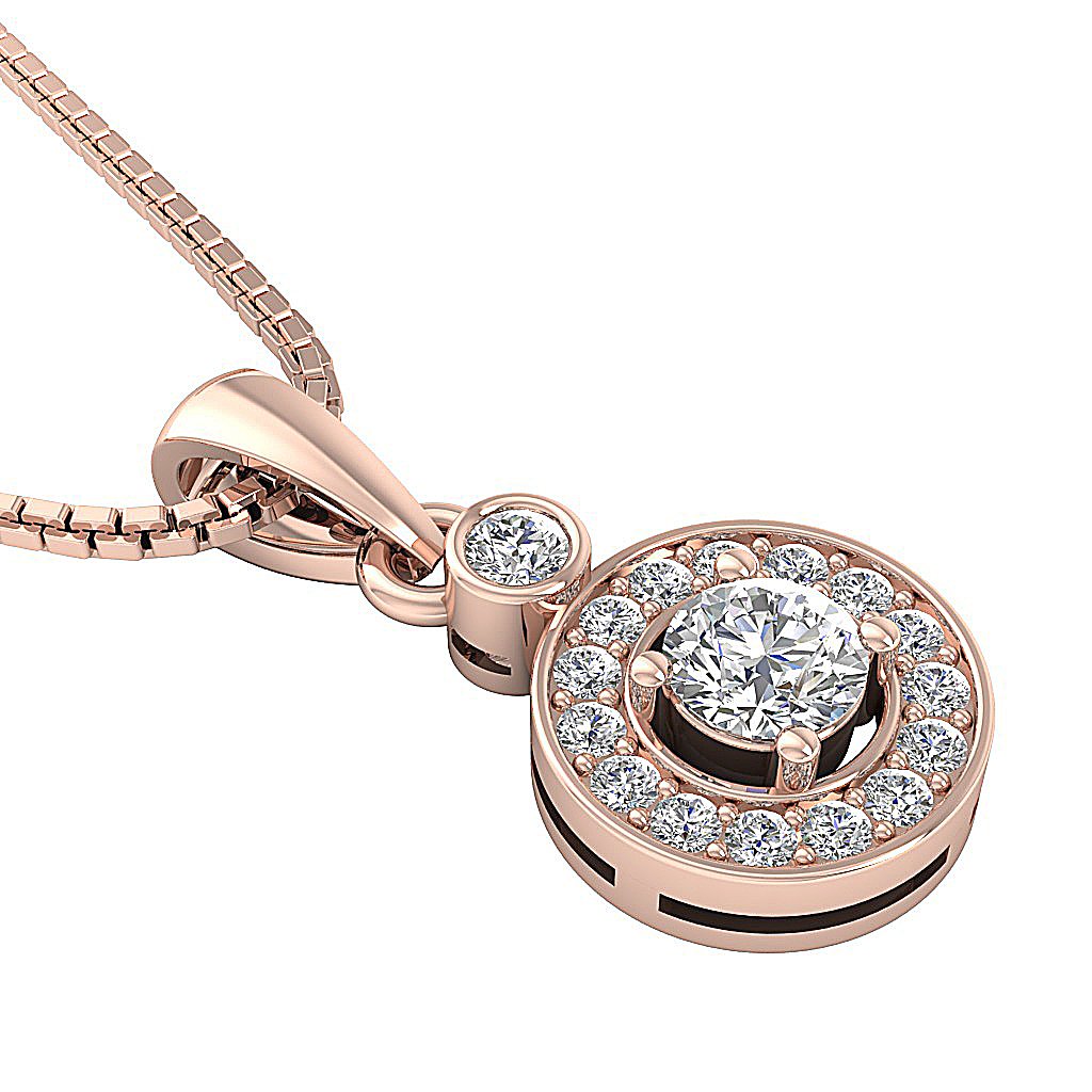 SI1/I1 G 0.60 Ct Circle Of Love Anniversary Pendants Round Diamond 14k/18k Yellow Gold Prong Set