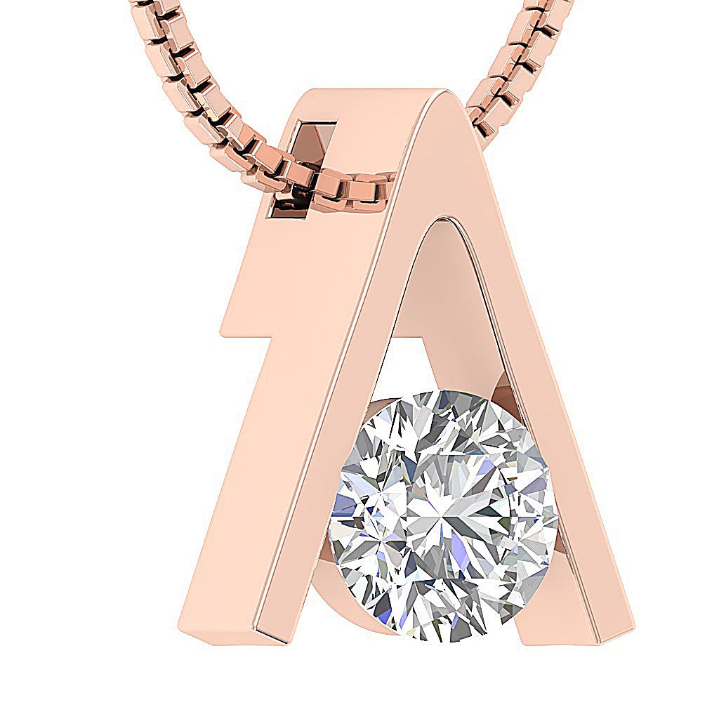 VS1/SI1/I1 0.50 Ct 14k/18k White Yellow Rose Gold Solitaire Pendants Round Cut Diamonds Bar Set 5.50 MM
