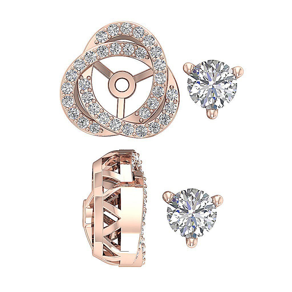 14k/18k White Gold Natural Diamond I1 G 1.50Ct Removable Jacket Halo Solitaire Stud Earring 12.70MM