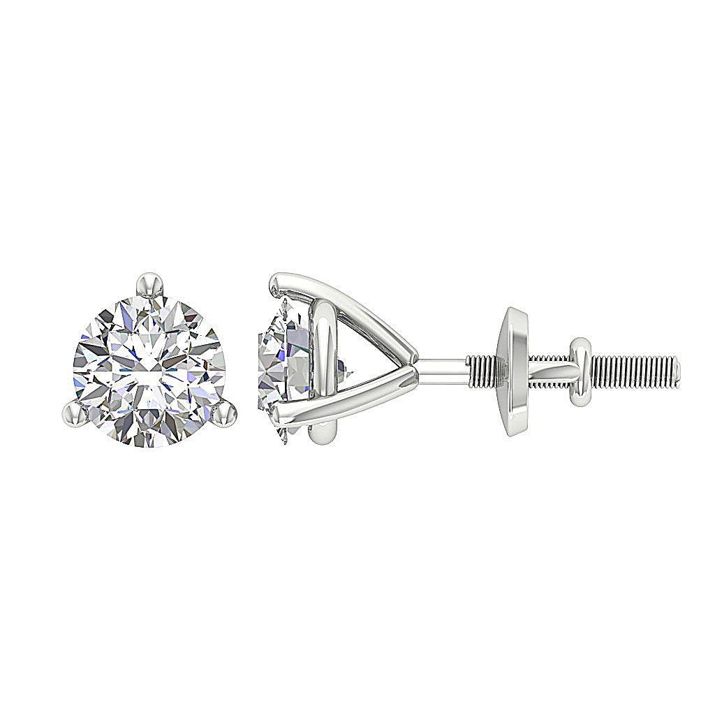 14k/18k Yellow Gold Natural Diamonds Solitaire Studs Earrings SI1 G 0.65Ct Martini Prong Set 4.20MM