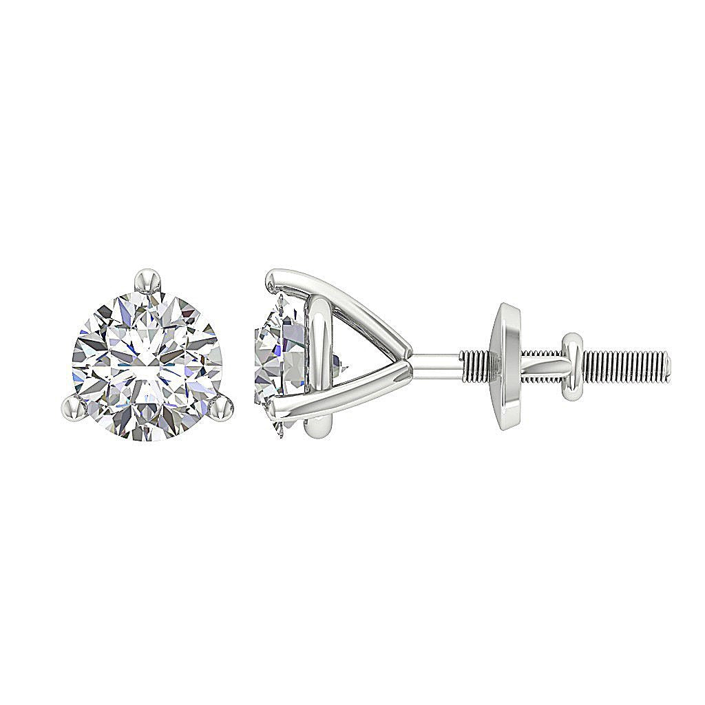 14k/18k Yellow Gold Round Diamonds I1 G 0.85 Ct Solitaire Studs Earrings Martini Prong Set 4.80MM