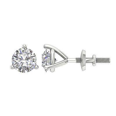 14k/18k White Gold Round Diamonds SI1 G 0.85 Ct Solitaire Studs Earrings Martini Prong Set 4.80MM