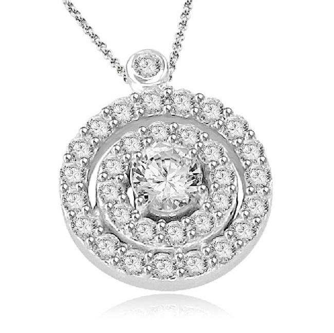 Double Halo Cluster Pendants 14k/18k White Yellow Rose Gold Natural Diamonds I1 G 0.75 Ct