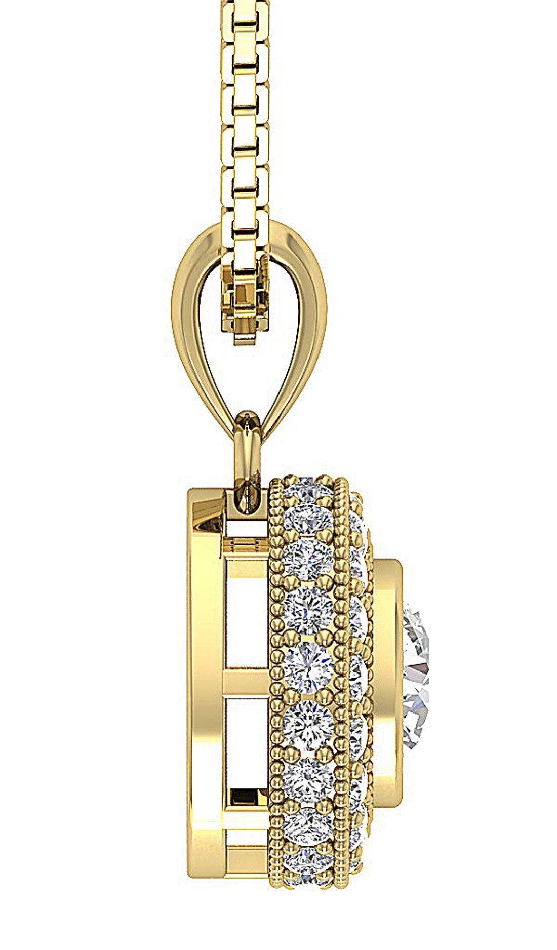 Halo Cluster Pendants Prong Bezel Set Round Diamond I1/SI1 G 1.00 Carat 14k/18k Solid White Gold