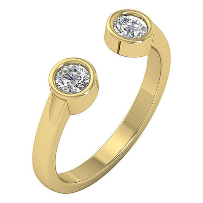 Open Bezel Set Engagement Ring I1 G 0.55 Ct Round Diamond 14k White Yellow Rose Gold