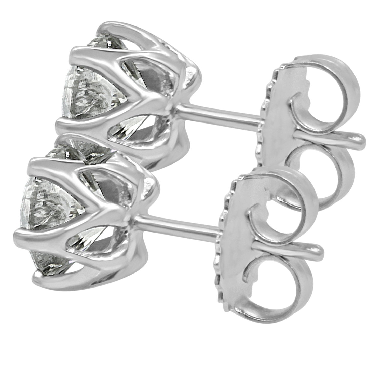 Prong Set Solitaire Lab Grown Diamond Studs Anniversary Earrings 14k Solid Gold 