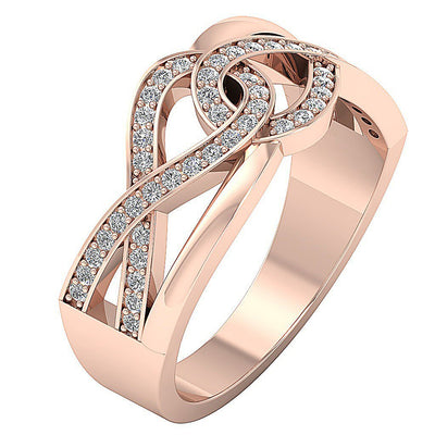 14K Rose Gold Designer Wedding Ring Genuine Diamond I1 G 0.40 Ct Prong Set 9.50 MM