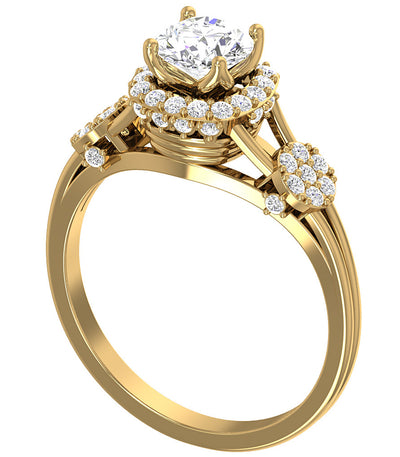 SI1 G 1.10 Carat Natural Diamond 14K White Yellow Rose Gold Designer Solitaire Cushion Halo Engagement Ring