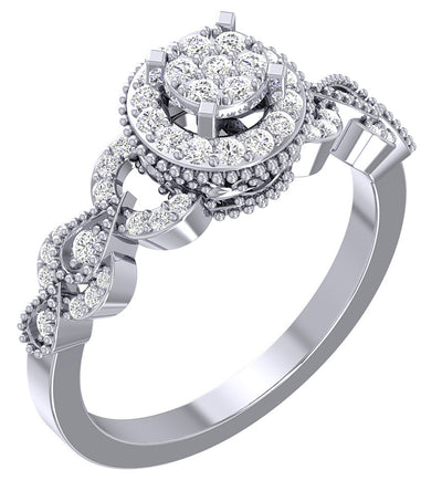 Designer Engagement Anniversary Ring I1 G 0.55 Carat Genine Diamond 14K Solid Gold