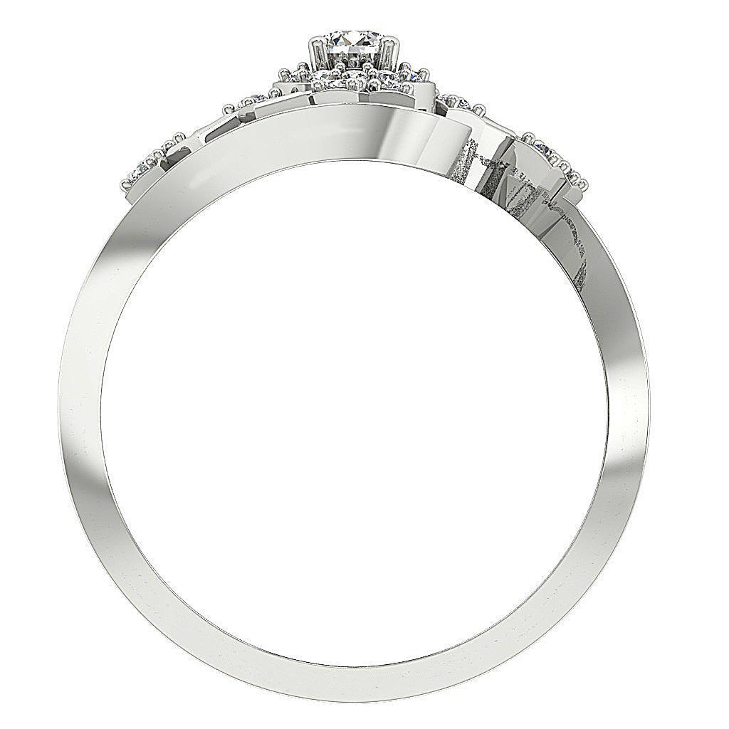 14k Solid Gold Accent Solitaire Halo Engagement Ring Natural Diamond I1 G 0.65 Ct Prong Bezel Set