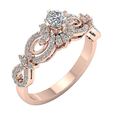 I1 G 0.70 Ct Prong Set 7.80MM 14K Gold Solitaire With Accent Natural Diamond Wedding Designer Ring