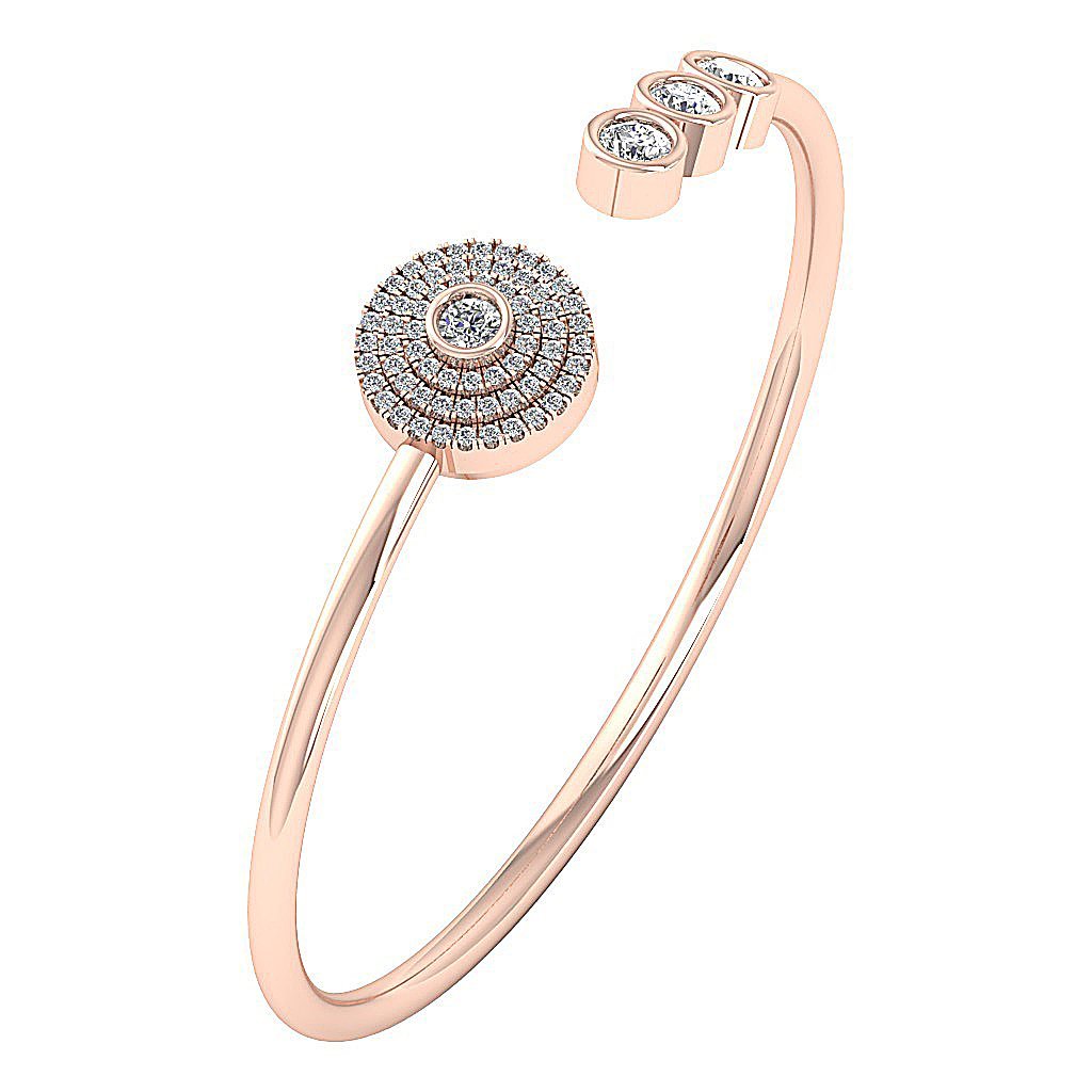 Diamond Bangles Round Diamonds 14k/18k Solid Gold SI1/I1 G 1.90Ct Prong & Bezel Set