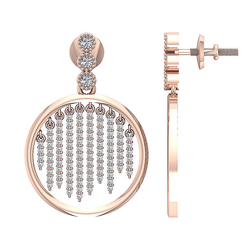 Natural Diamond Chandelier Engagement Earrings SI1/I1 G 1.00 Ct 18k/14k White Gold Prong Bezel Set