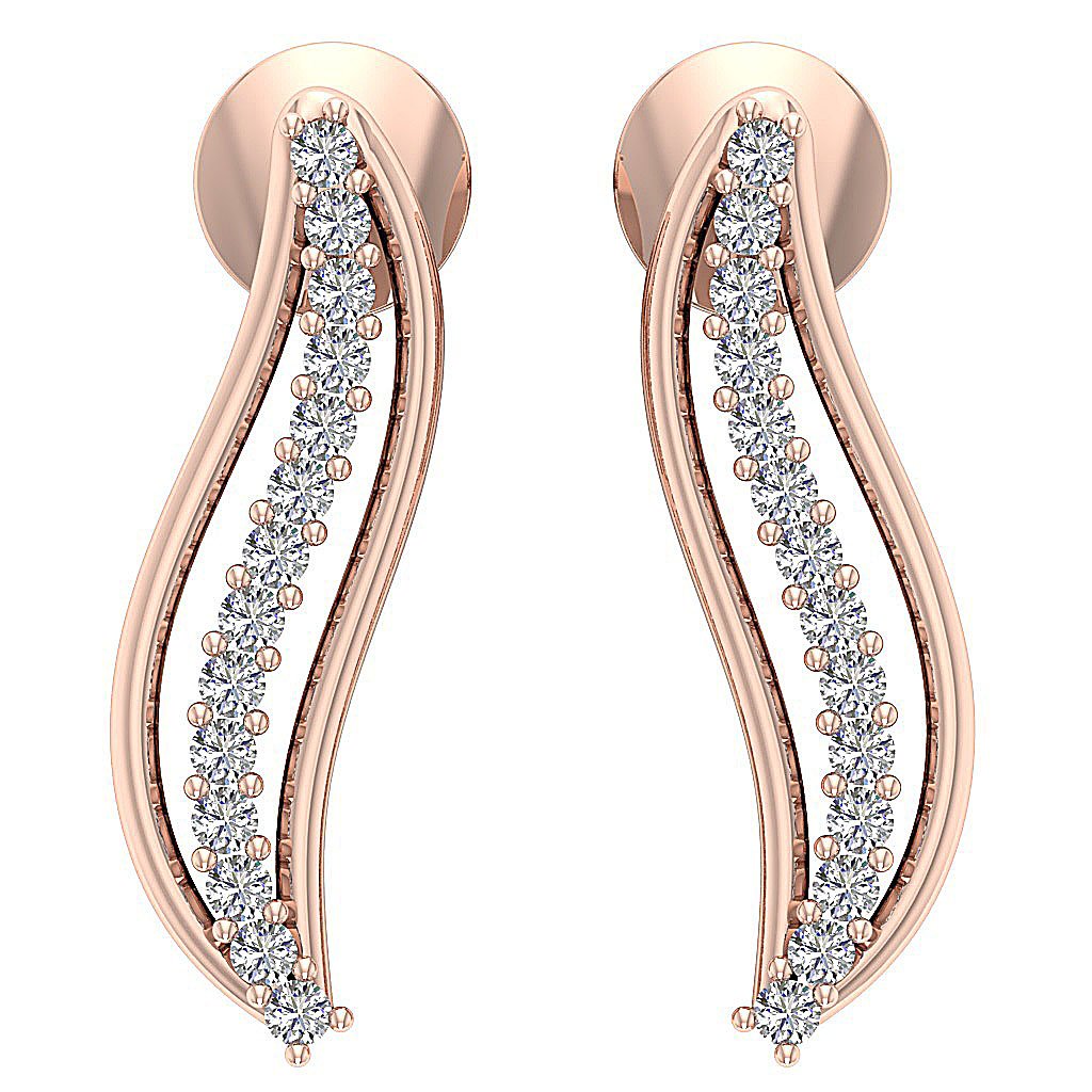 Prong Set Fashion Anniversary Earrings Round Diamond I1/SI1 G 0.15 Ct 18k/14k White Yellow Rose Gold