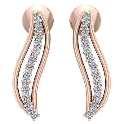Prong Set Fashion Anniversary Earrings Round Diamond I1/SI1 G 0.15 Ct 18k/14k White Yellow Rose Gold