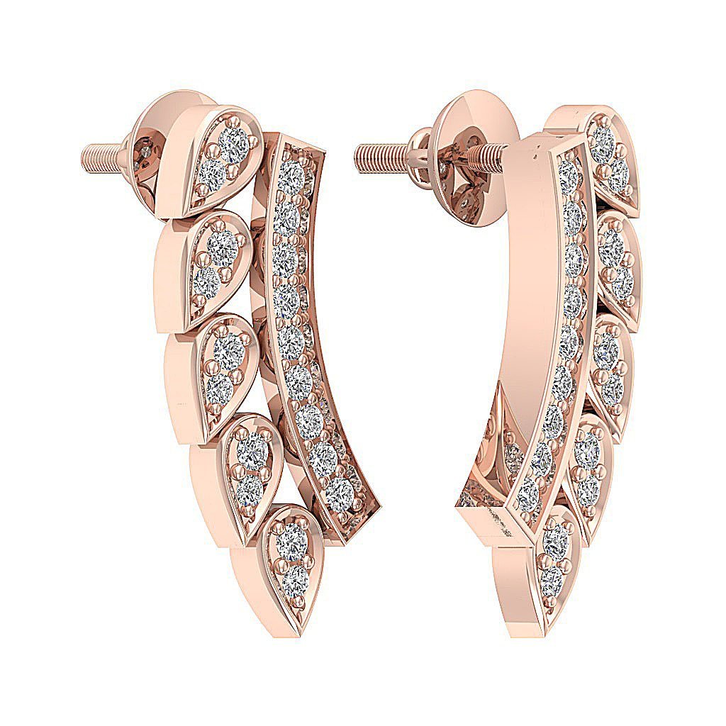 Prong Set Fashion Anniversary Earrings Round Diamond SI1/I1 G 0.45 Ct 18k/14k White Yellow Rose Gold