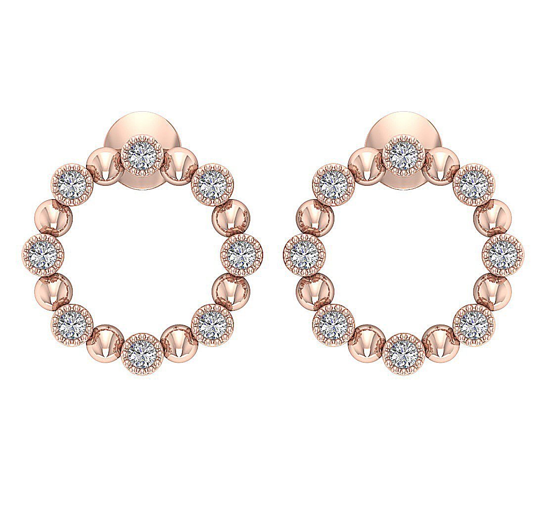 SI1/I1 G 0.50 Ct Fashion Milgrain Engagement Earrings Natural Diamond 18k/14k Yellow Gold Bezel Set