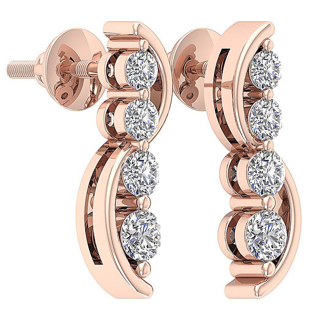 Prong Set Fashion Engagement Earrings Natural Diamond VVS1/VS1/SI1/I1 G 0.35 Ct 18k/14k White Yellow Rose Gold