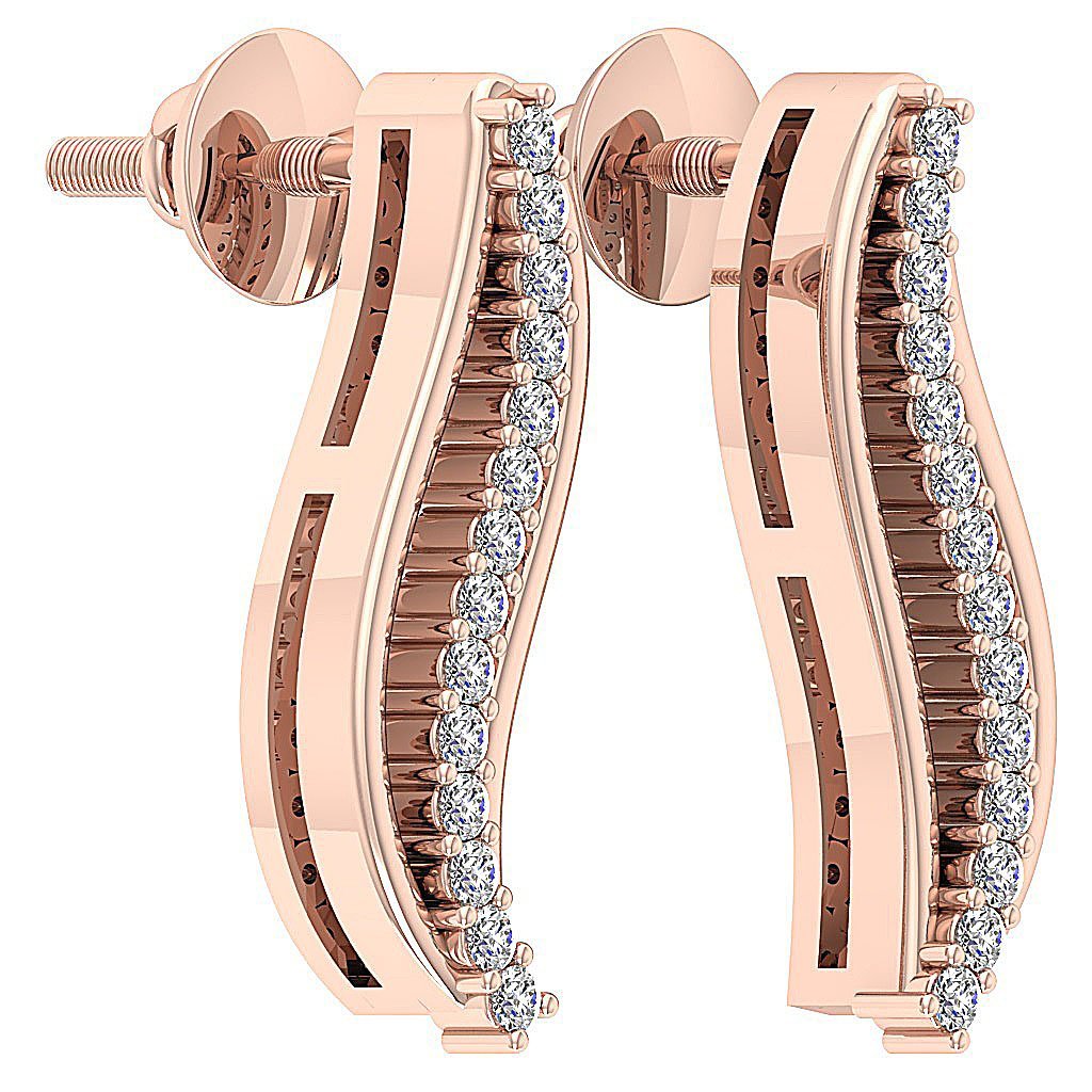Prong Set Fashion Anniversary Earrings Round Diamond I1/SI1 G 0.15 Ct 18k/14k White Yellow Rose Gold