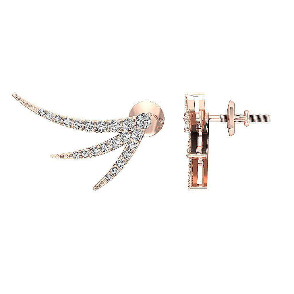 Round Diamond Fashion Anniversary Earrings SI1/I1 G 0.60 Ct 18k/14k White Gold Prong Set