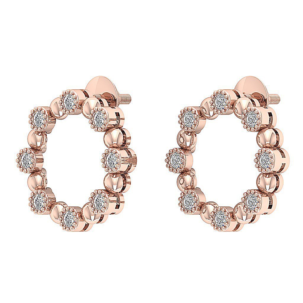 SI1/I1 G 0.50 Ct Fashion Milgrain Engagement Earrings Natural Diamond 18k/14k Yellow Gold Bezel Set