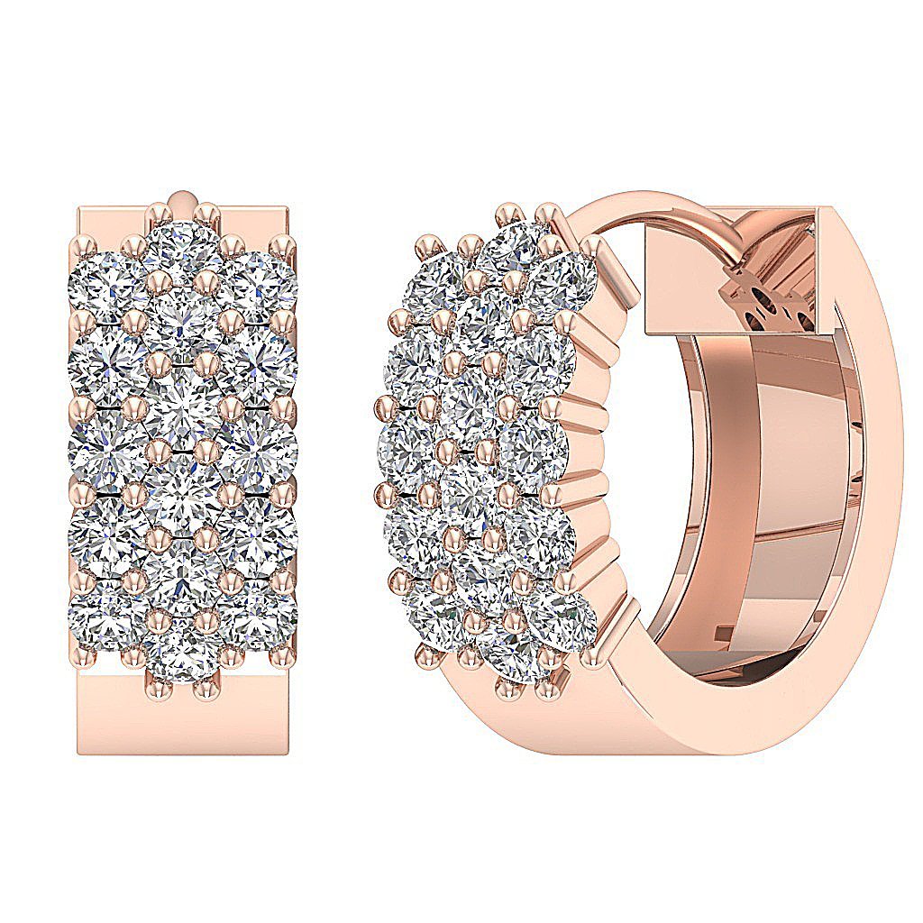 14k Rose Gold Hoops Earring Prong Set
