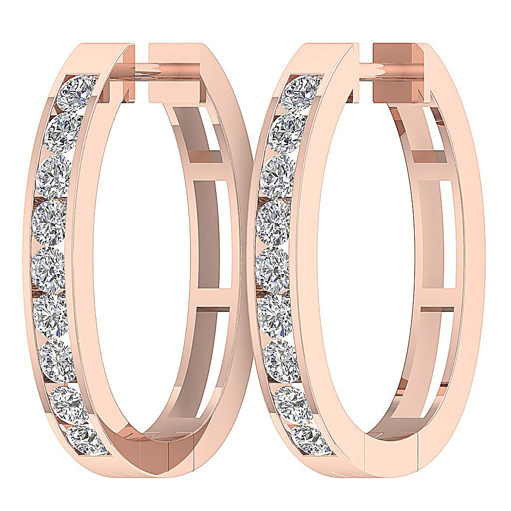 14kRoseGoldHoopsEarringChannelSet