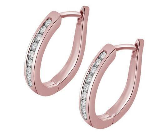 VVS1/VS1/SI1/I1 0.20 Ct Tiny Hoop Wedding Earrings Genuine Diamond 18k/14k Yellow Gold Channel Set
