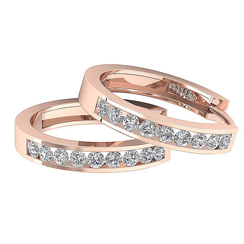 14k Rose Gold Hoops Earring Channel Set