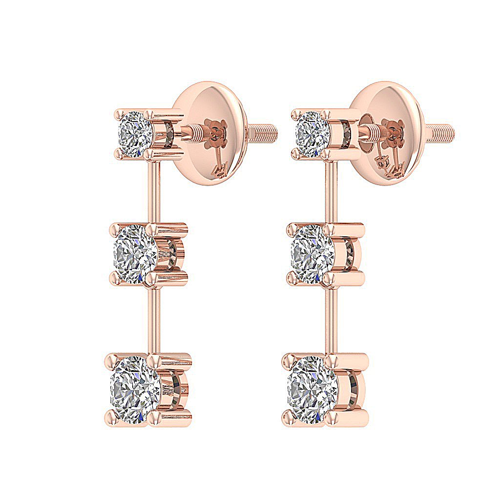 SI1/I1 G 0.55 Ct Dangle Engagement Earrings Natural Diamonds 18k/14k Yellow Gold Prong set