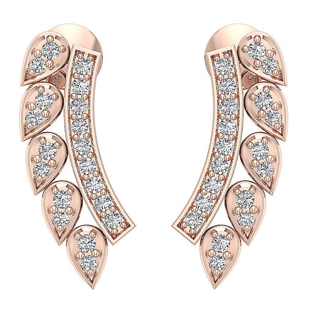 Prong Set Fashion Anniversary Earrings Round Diamond SI1/I1 G 0.45 Ct 18k/14k White Yellow Rose Gold