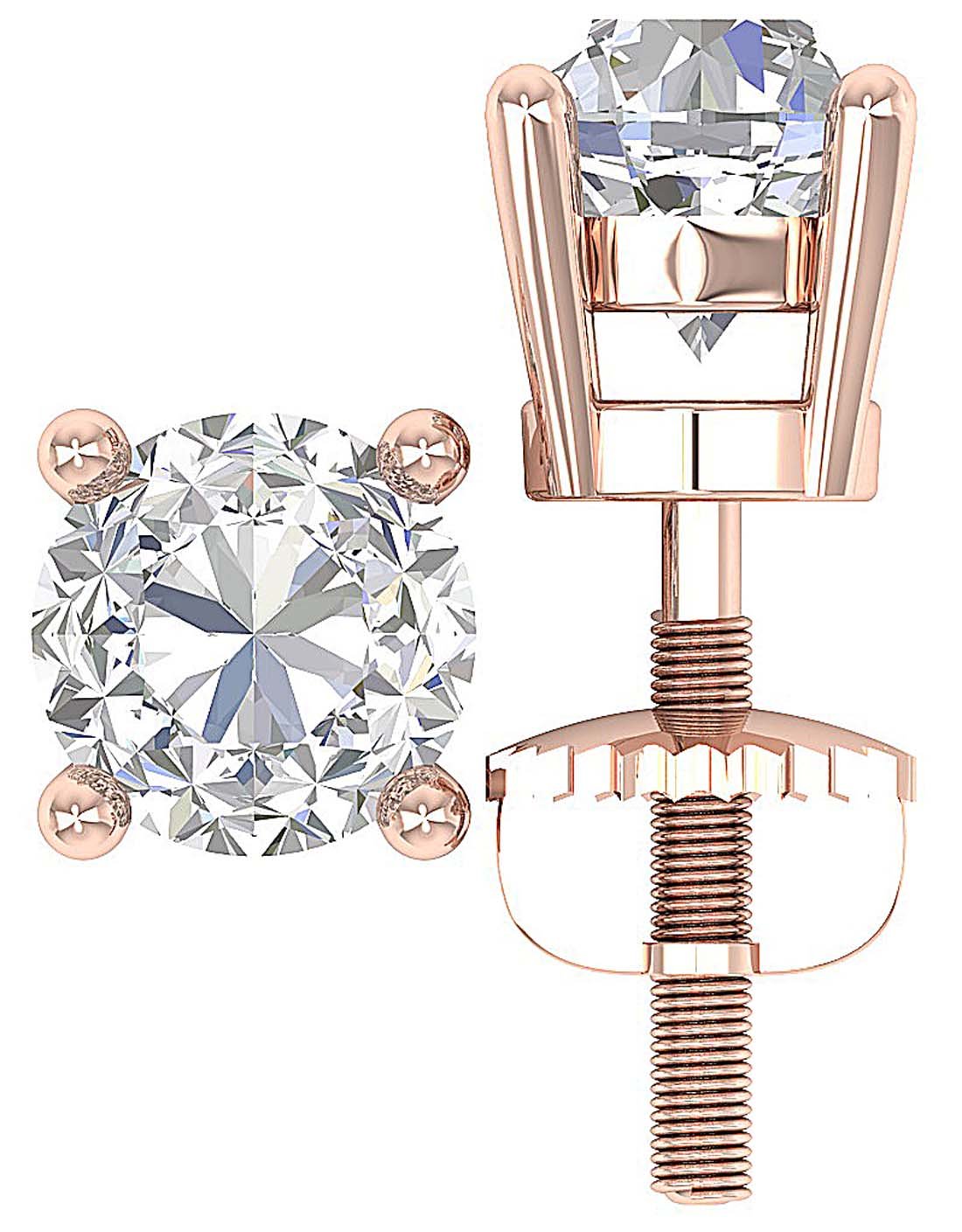 Natural Round Diamond Solitaire Studs Earrings I1 G 2.10 Ct 14k Solid Gold Prong Set