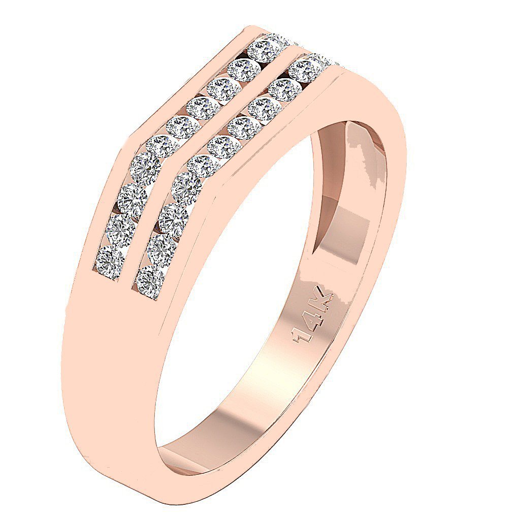 SI1/I1 G 0.60Ct Mens Wedding Ring 14k Solid Gold Natural Diamonds Channel Set Width 5.00MM