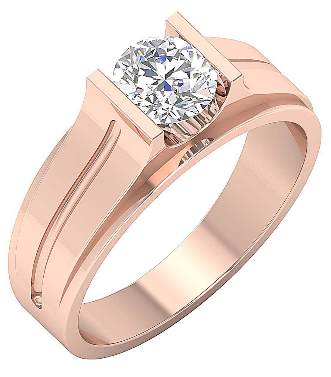 Natural Diamond Men Solitaire Engagement Ring I1 G 1.00 Ct Bar Set 14k White Gold 7.50 MM