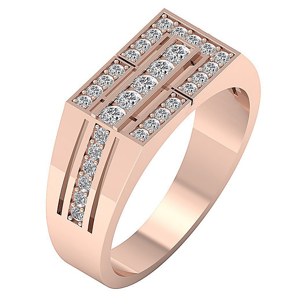 Mens Wedding Ring SI1/I1 G 0.80Ct 14k Solid Gold Natural Diamonds Channel Set Width 8.00MM