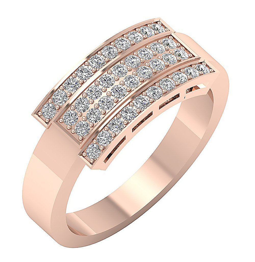 Mens Engagement Ring 14k Solid Gold SI1/I1 G 0.60Ct Natural Diamond Prong Set Width 8.15MM